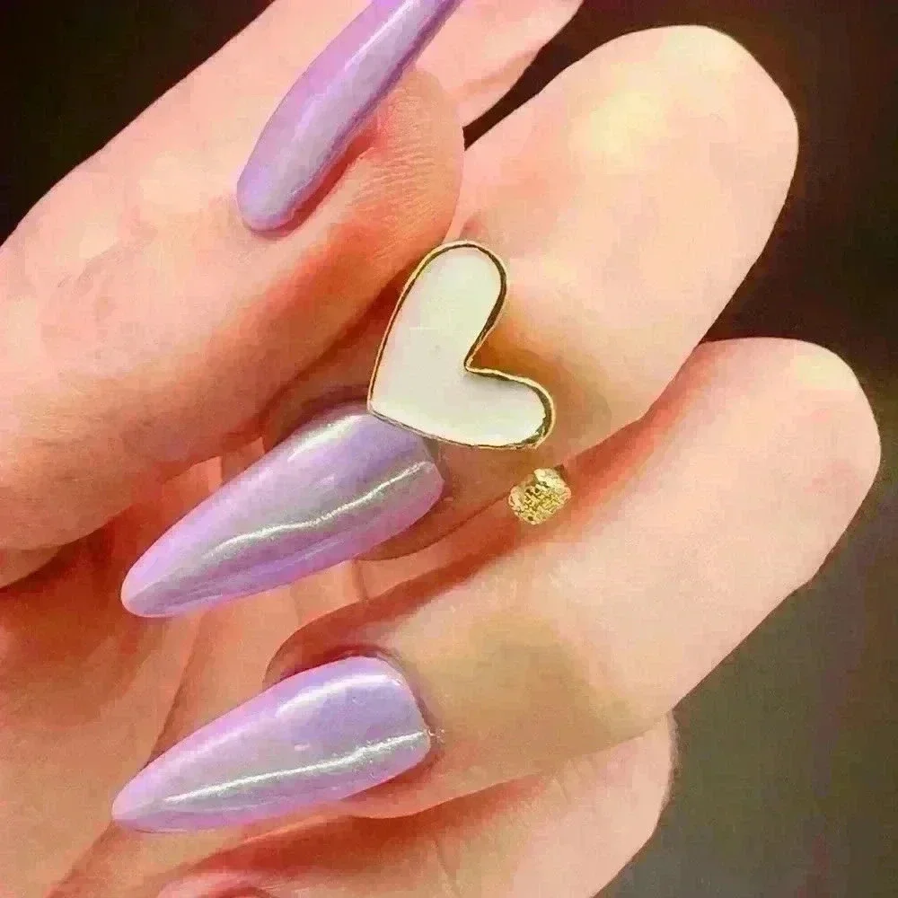 White enamal adjustable Heart Ring 🤍